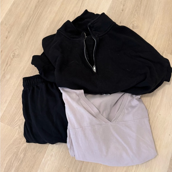 PINK Victoria's Secret Pants - PINK Victoria's Secret Black and Gray Zip-Up Set